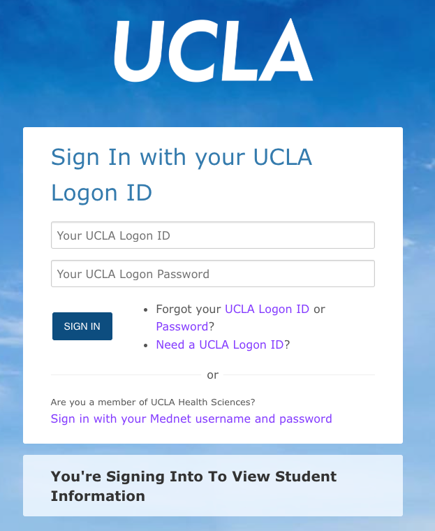 Fake UCLA Authentication Single Sign On (SSO) Web Page