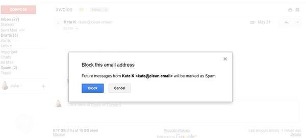 gmail blocking confirmation