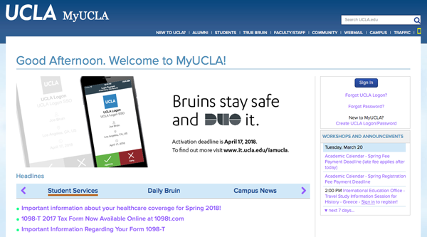 MyUCLA screen