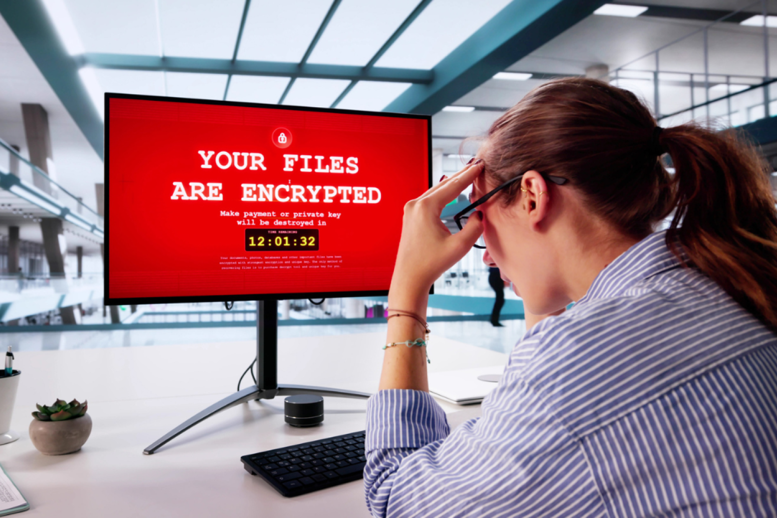 An employee's files have been encrypted with ransomware