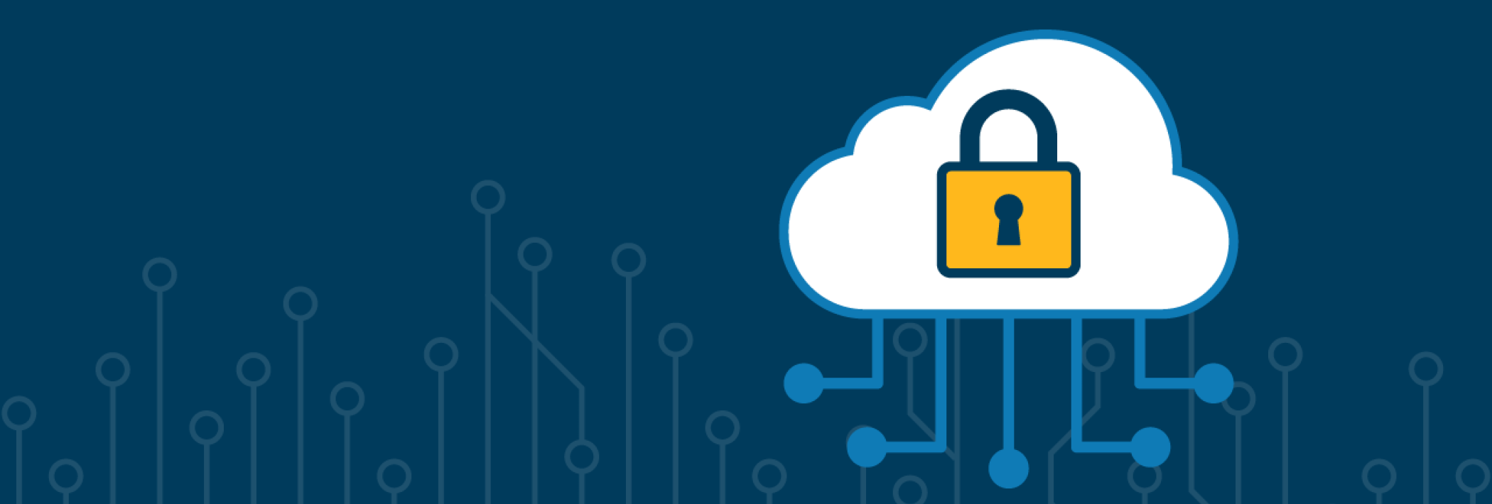 Cybersecurity imagined as a lock in a cloud