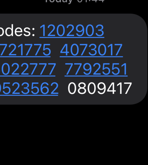 SMS Codes